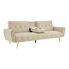 Sofa Bed 3 Seater Faux Leather Click Clack Couch Cup Holders Grey Cream Black