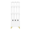 Hallway Furniture Set Wardrobe with Coat Rack Shoe Cabinet Bench & Cushion White