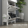 Narrow Shoe Cabinet with 2 Flip Drawers and Top Drawer, White