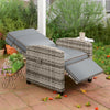 Rattan Garden Recliner Chair Sun Lounger Flip Table Footrest Outdoor Armchair