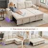 L-Shaped Pull Out Sofa Bed with Storage Corner Couch with USB, LED, Cup Holders