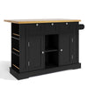 Kitchen Island Storage Trolley Cart with Drop Leaf, Drawers & Spice Racks, Black