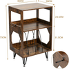 Ikkle Rustic Record Player Stand, End Table with Record Storage, Vinyl Record St