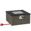 13 KW Rattan Gas Fire Pit Table, Garden Propane Fire Pit Coffee Table, Grey