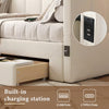 Upholstered Bed Daybed w/ Trundle, 90x190 cm Sofa Bed w/ USB-C Port Linen