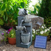 Garden Solar Water Feature LED Light Fountain Outdoor Indoor Resin Ornament Pump