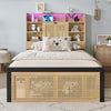 3ft Single Wooden Bed Frame with Storage Headboard, LED Light & Rattan Drawer