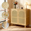 Wooden Buffet Sideboard Rattan Storage Cabinet Display Organiser Cupboard 2 Door