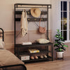 Coat Rack with Bench and Shoe Shelves, Industrial Free Standing Hall Tree