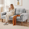2-Seater Sofa Small Fabric Couch Armrest Side Pocket Modern Living Room