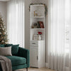 Wood Storage Corner Floor Standing Cabinet with Doors and Shelves Slim Bookshelf