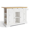 Kitchen Island Storage Trolley Cart with Drop Leaf, Drawers & Spice Racks, White