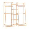 Large Bamboo Clothes Rail Rack Garment Closet Storage Organizer Dress Bag Grid