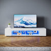 135 160 180cm High Gloss White TV Stand Cabinet Storage Shelves with LED Lights