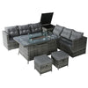 Rattan Garden Furniture With Fire Pit Table 8 Seater Outdoor Furniture Set