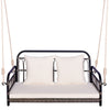 2 Person Outdoor Swing Chair Wicker Hanging Seat Cushioned Porch Patio White