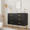 6 Drawer Dresser Modern Wooden Dresser with Gold Handle Chest of Drawers Storage