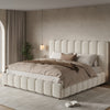Ottoman Storage Bed 5ft King White Boucle Upholstered Bed Frame 150x200cm White