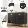 6 Drawer Dresser Modern Wooden Dresser with Gold Handle Chest of Drawers Storage