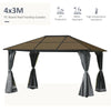 Heavy Duty Gazebo Metal 4 x 3m Outdoor Garden Shelter Hard Top Roof Patio Canopy