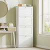 Slim Shoe Storage Cabinet with 4 Flip Drawers and Adjustable Divider White