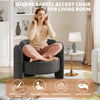 Oversized Chenille Barrel Accent Chair,Modern Round Armchair w/ Curved Backrest