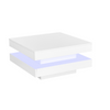 Contemporary White Coffee Table w/ 360° Spin Top, Built-In LED Lighting, Compact