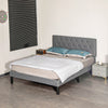 Double Bed Frame with 5-Level Adjustable Linen Headboard