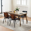 Set of 2 Mid Century Dining Chairs PU Leather Seat Walnut Bentwood Metal Legs