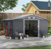 Metal Garden Storage Shed Large Summer Tool House Foundation Kit Lock Doors Unit