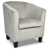 Tub Arm Chair Velvet Grey Luxury Statement Rivet Comfy Accent Armchair