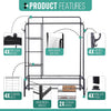 Heavy Duty Clothes Rail 120Kg Load Sturdy Clothes Rack with Shelfs & Shoe Rack