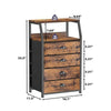 Brown 4-Drawer Bedside Table w/ Open Shelf,Small Storage Nightstand for Bedroom