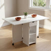 Foldable Dinner Table with Wheels and Storage Shelf Space Saving Dining Eaoqoxyp