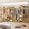 Thicken Bamboo Clothes Rail Garment Rack Cloakroom Open Wardrobe Walk-in Closet