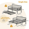 Single Size Metal Sofa Bed Frame with Trundle-Black