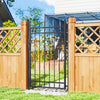 Galvanised Steel Garden Fence Gate Door with Lock Handle for Entrance Way, Black