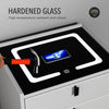 LED Bedside Table with 3 Drawers Wireless Charging Side Cabinet Nightstand Dmwfj