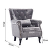 Chesterfield Accent Chair Wingback Armchair with Wood Frame for Living Room Grey