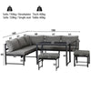 Garden Furniture Set Metal 7 Seater Outdoor Dining Table and Sofa with Cushions