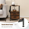 End Table Nightstand with Charging Station Industrial Bedside Table W/ 2 Drawers