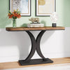 Industrial 100cm Console Table Narrow Entryway Foyer Table with Geometric Base