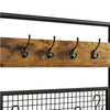 Large Coat Rack Stand Hall Tree with 24 Hooks and Shoe Bench Rustic Brown