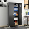 72"Garage Tool Cabinet Metal Storage Cabinet &Wheels,Lockable &4Shelves Workshop