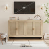 Wooden Sideboard Buffet Storage Cabinet Kitchen Cupboard with 4 Rattan Doors