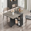 Folding Dining Table w/ Drop Leaf, Space Saving Kitchen Table w/ Storage Shelves