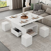 White Coffee Table w/ Wheels & Lift Top, Converts to Dining Table, 4 Storage Sto