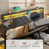 Upholstered Bed Frame with Hydraulic Lift 5FT King Size Bed Frame with LED Light