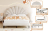 DOUBLE BED 135X190 CM VELVET UPHOLSTERED PLATFORM BED FRAME WITH HEADBOARD BEIGE
