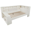 Wooden Daybed 3ft Single Bed w/ Charging Headboard & Bookcase Footboard, White